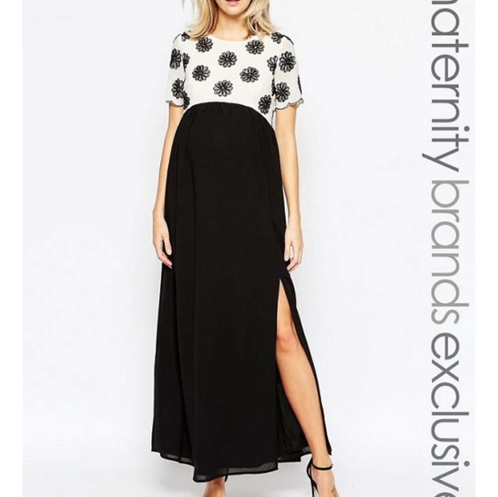 Maya Maternity Beaded Maxi Dress
